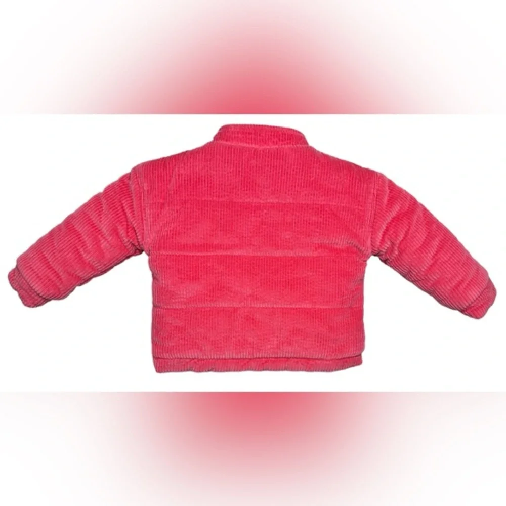 7 for all Mankind Pink Ribbed Puffer‎ Coat Sherpa Lined Jacket Girls 24M
